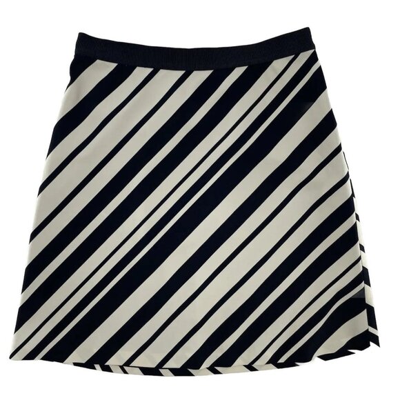 Ann Taylor Women’s Black White Striped A Line Flat Front Lined Casual Skirt 10 - Picture 3 of 11